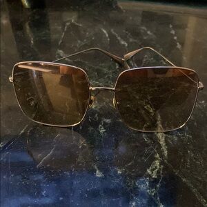 Dior Silver Rectangular Metal Frame Sunglasses with reflective Lenses